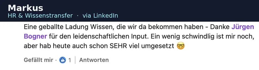 Anonymisierte LinkedIn-Stimme über biteme.digital
