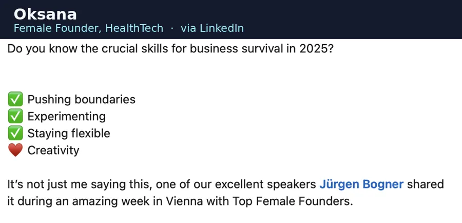 Anonymisierte LinkedIn-Stimme über biteme.digital