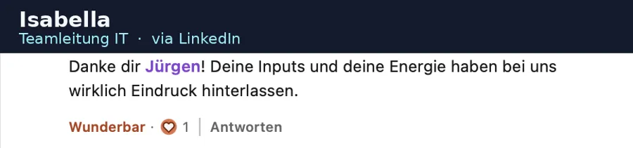 Anonymisierte LinkedIn-Stimme über biteme.digital