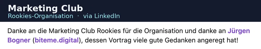 Anonymisierte LinkedIn-Stimme über biteme.digital